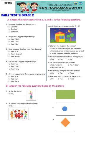 Daily Test 1: Grade 2