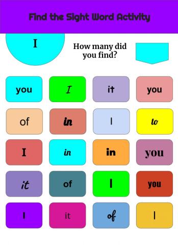 Find the Sight Word List 1 Week 2