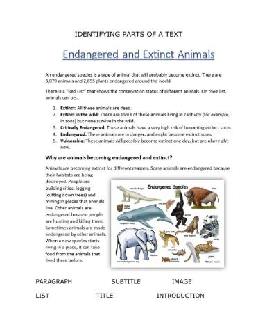 Identifying parts of a text