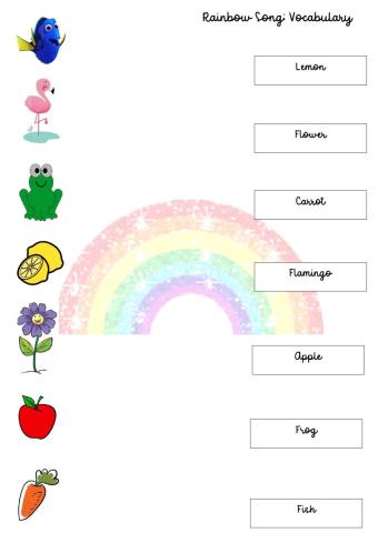 Rainbow song: vocabulary - warm up