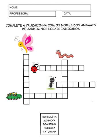 Cruzadinha Animais de Jardim