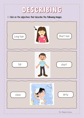 Adjectives to describe 17.08.20