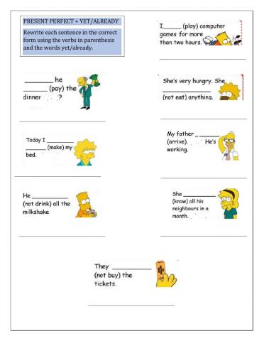 Present perfect yet-already