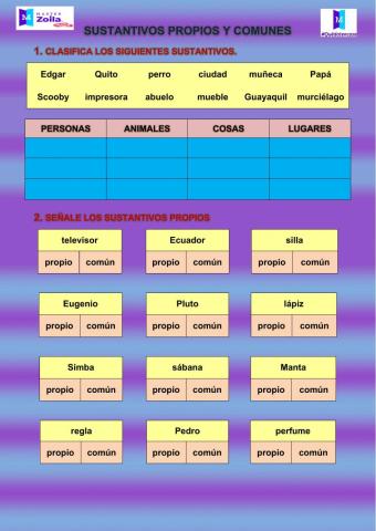 Sustantivos propios y comunes