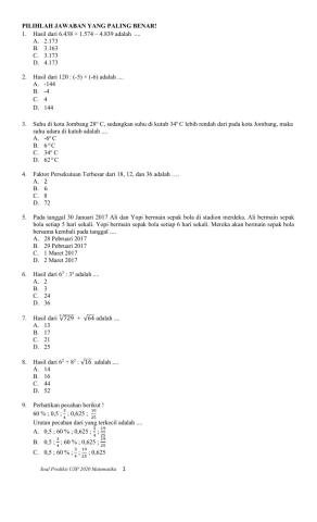Latihan USP Tahun Pelajaran 2021-2022