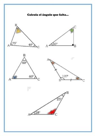 Suma de ángulos interiores en un triángulo
