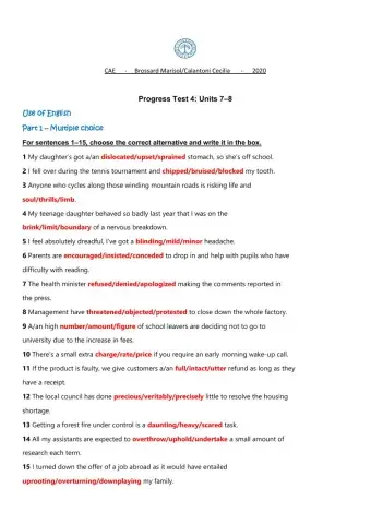 Cae  progress test 4