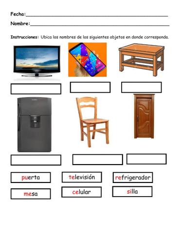 Nombres de objetos del hogar