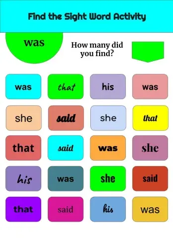 Find the Sight Word List 1 Week 3