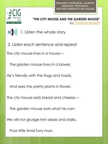 City mouse and Garden mouse