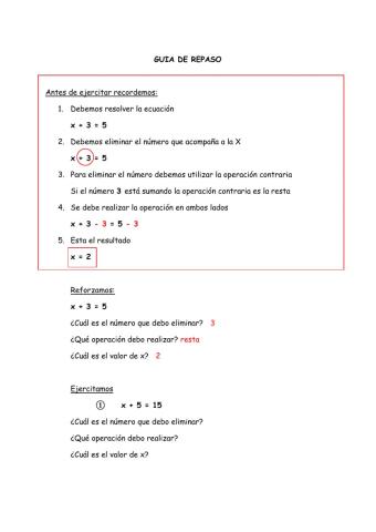 Completar ficha de ecuaciones