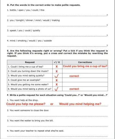 Polite Requests (Could you-Would you) Part 2