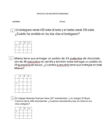 Problemas de adición