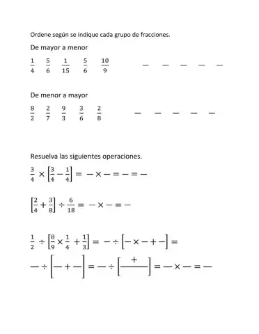 Comparación y operaciones con fracciones