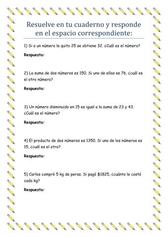 Problemas con ecuaciones