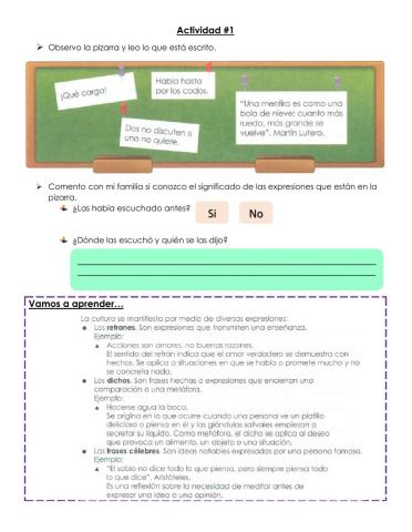 Ficha 1, refranes, dichos y frases célebres