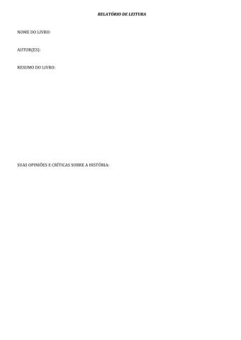 Ficha de relatório de leitura