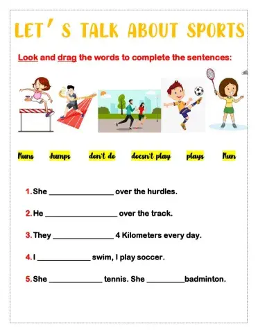 Talk about sports you do.