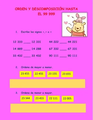 Orden y comparacion de numeros