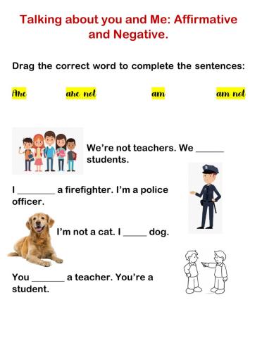 Talk about you and Me. Am-Are