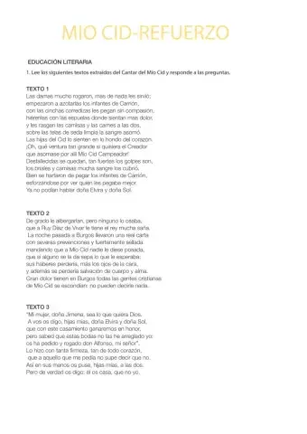 Mio Cid-actividades refuerzo