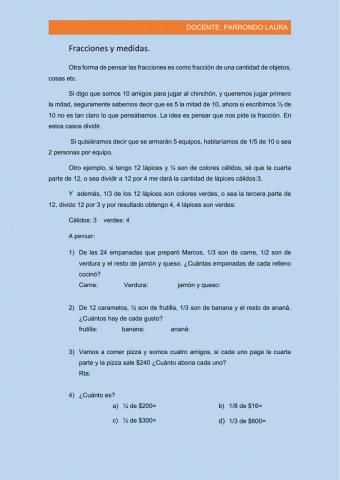 Fracciones y medida