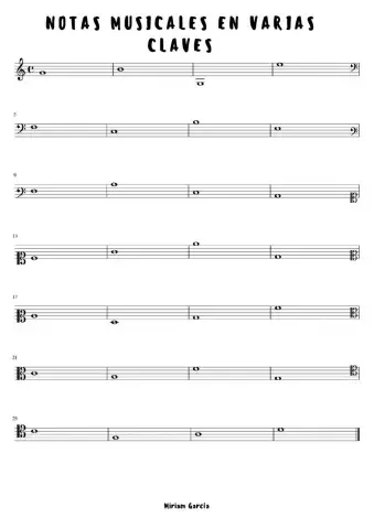 Notas musicales en diferentes claves