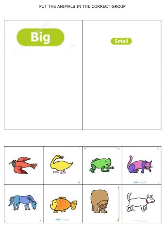 BROWN BEAR SORT OUT BIG OR SMALL 