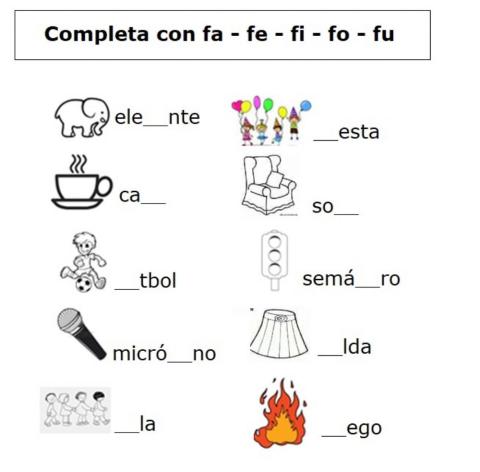 Completa con la sílaba que falta