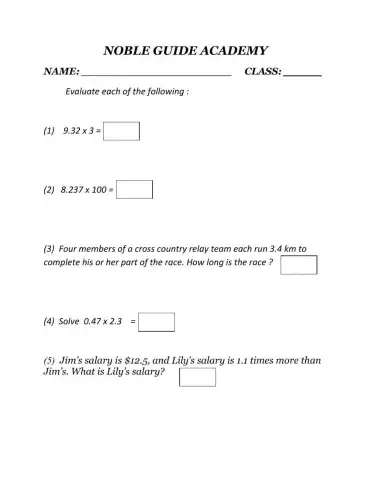 Worksheet on multiplication of decimals