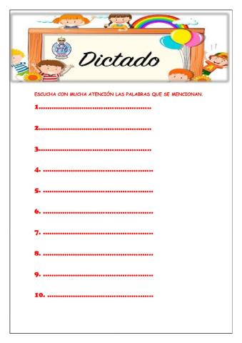 Dictado de palabras