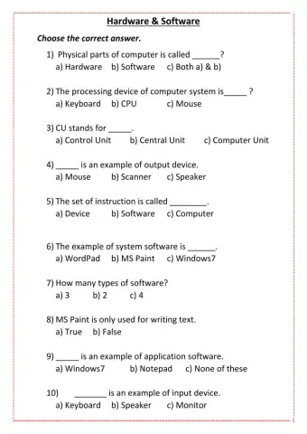 Computer worksheet
