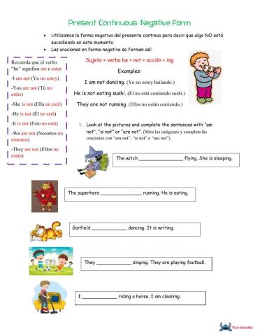 Present Continuous: Negative form