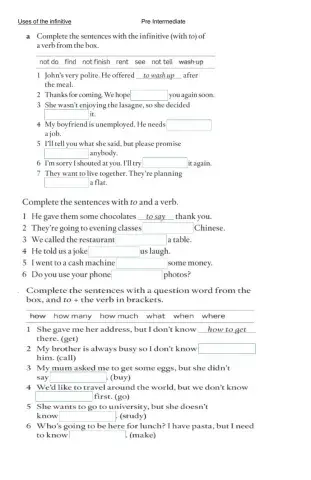 Uses of the Infinitive