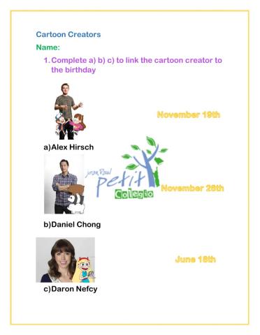 Cartoon Creators Birthdays