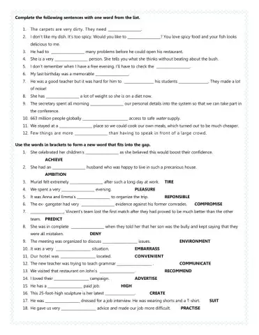 Complete. Unit 6. Extra practice on vocabulary (1)