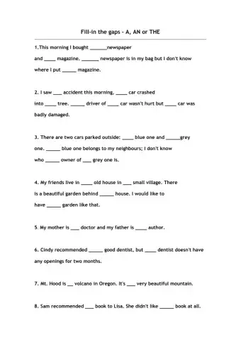 Definite and Indefinite Articles