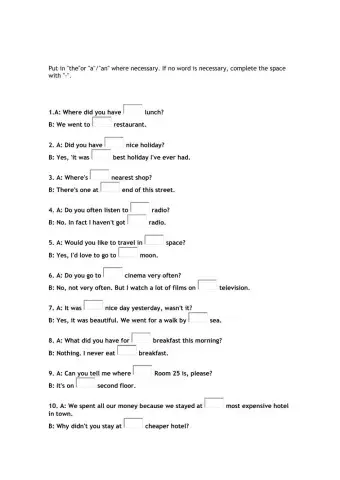 Articles and no articles