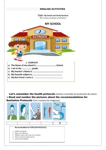 My school ,family routines and let's remember the health ptotocols