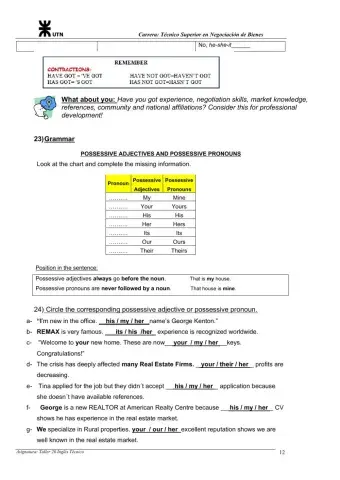 Personal pronouns, Possessive adjectives and Reading comprehension