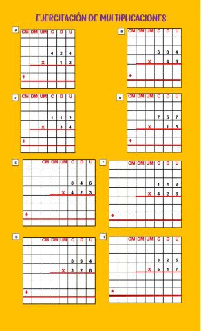 Ejercitación de multiplicaciones