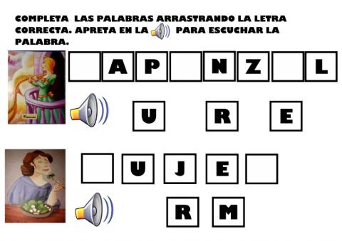 Rapunzel, completar letras