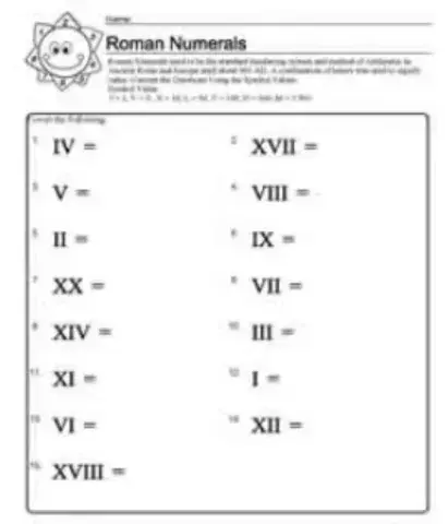 Math Roman Numbers 2