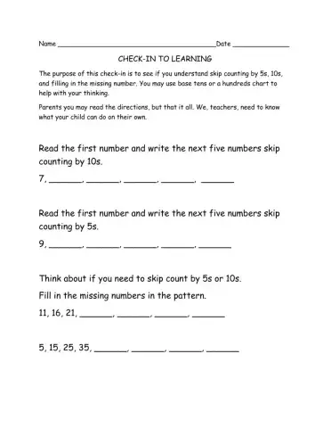 Skip Counting by 5s and 10s
