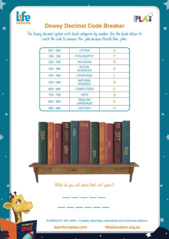 Library Liftoff - Dewey Decimal Code Breaker