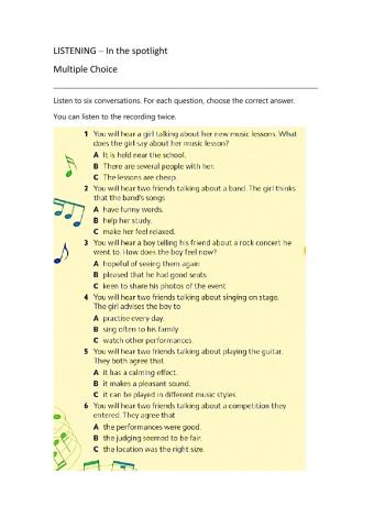 Listening: In the spotlight