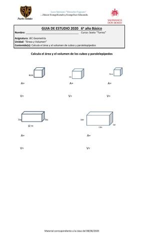 Area y Volumen de cubos y paralelepípedos