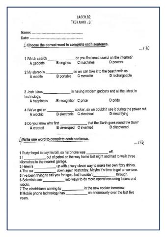 Review LASER B2 UNIT 3