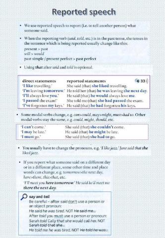 Reported speech: sentences and questions