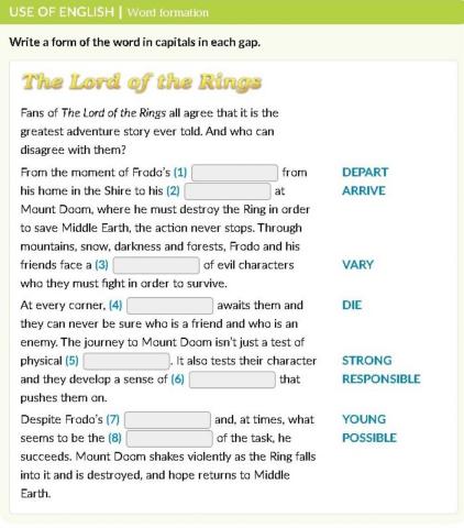 Word formation - Lord of the Rings